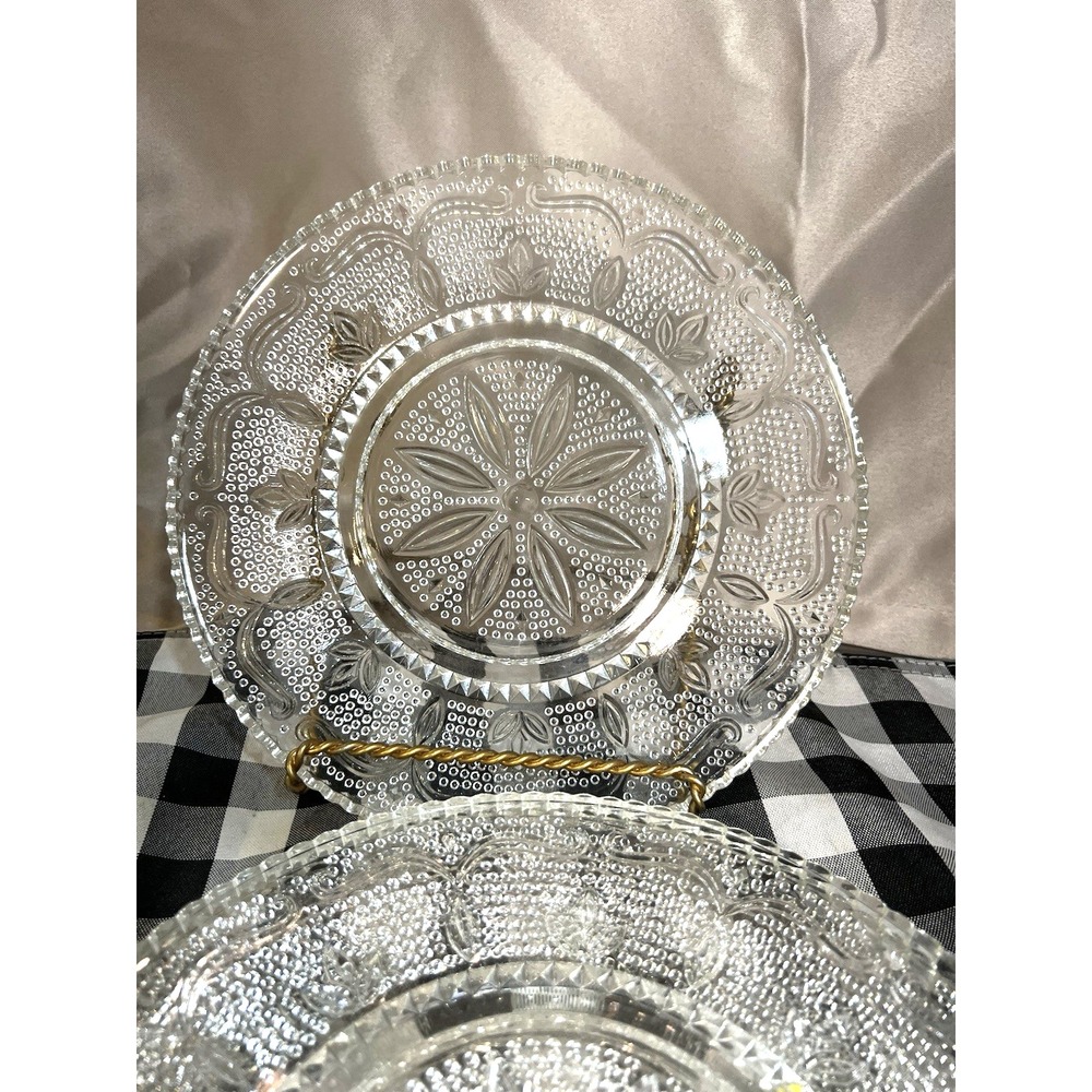 4 - 1940'S FEDERAL GLASS HERITAGE SANDWICH GLASS 9 3/8" DINNER PLATE‎ (446)